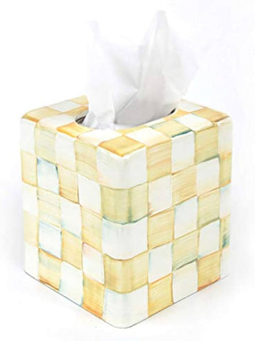 Resale - Mackenzie Childs Parchment Check Boutique Tissue Box Cover