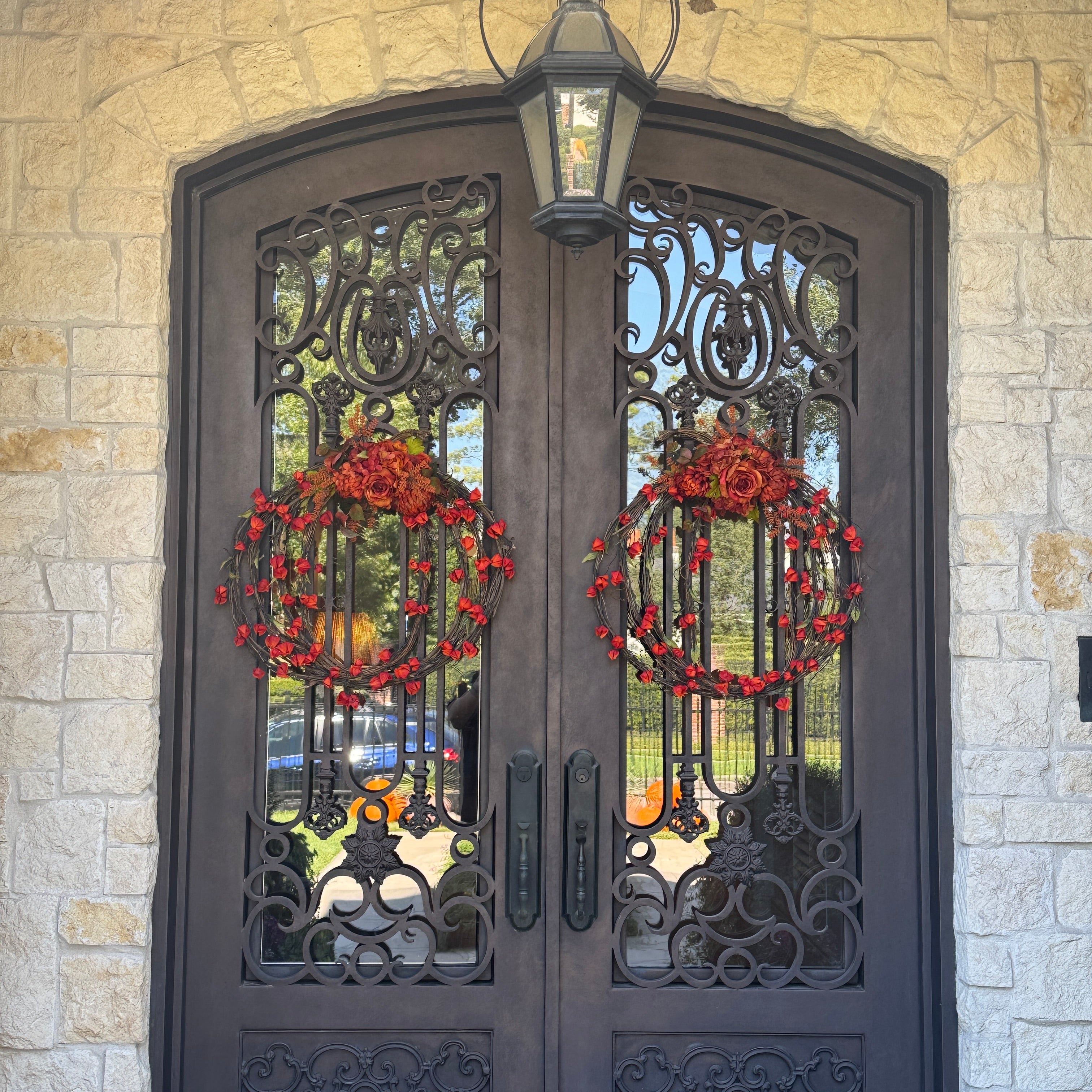 Pumpkin Grapevine Floral Wreath - Small