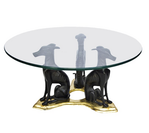 Antiques - Maitland Smith Bronze Whippets Cocktail Table