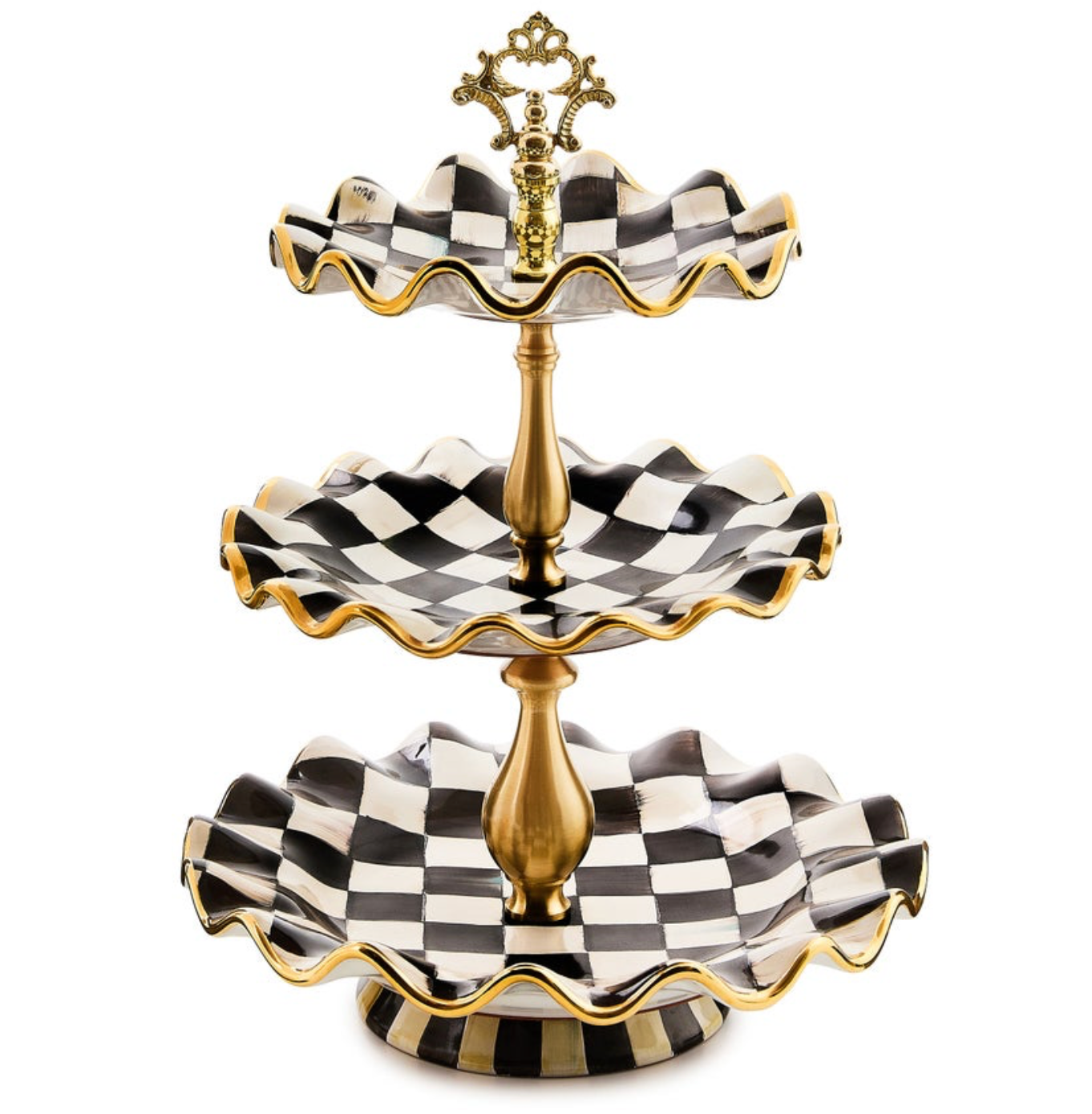 Mackenzie Childs - Courtly Check Ceramic Three Tier Sweet Stand