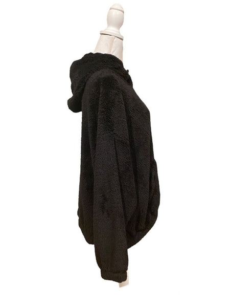 Nordstrom Zella Cloud Soft Fleece Hooded Jacket XL Black XL