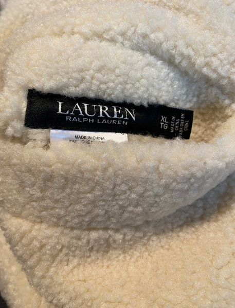 Lauren by Ralph Lauren Reversible Faux Sherling Olive Jacket - XL
