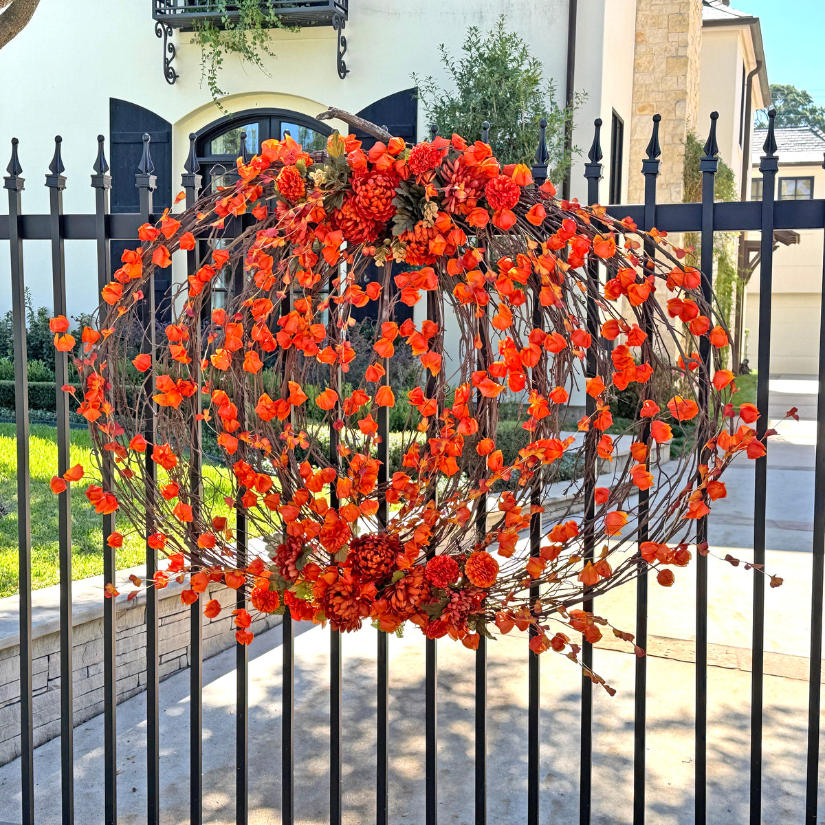 Pumpkin Grapevine Floral Wreath - XLARGE