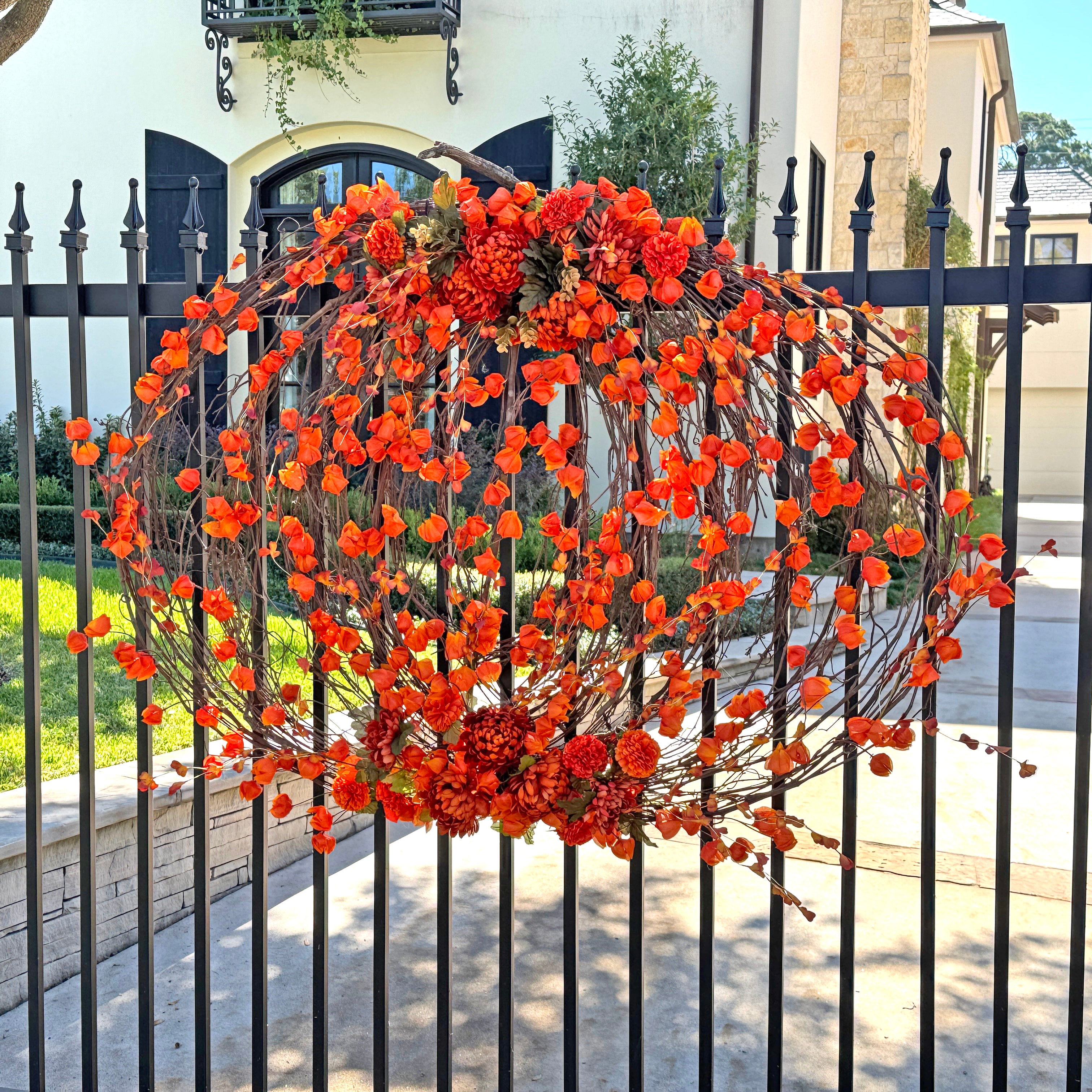 Pumpkin Grapevine Floral Wreath - XLARGE