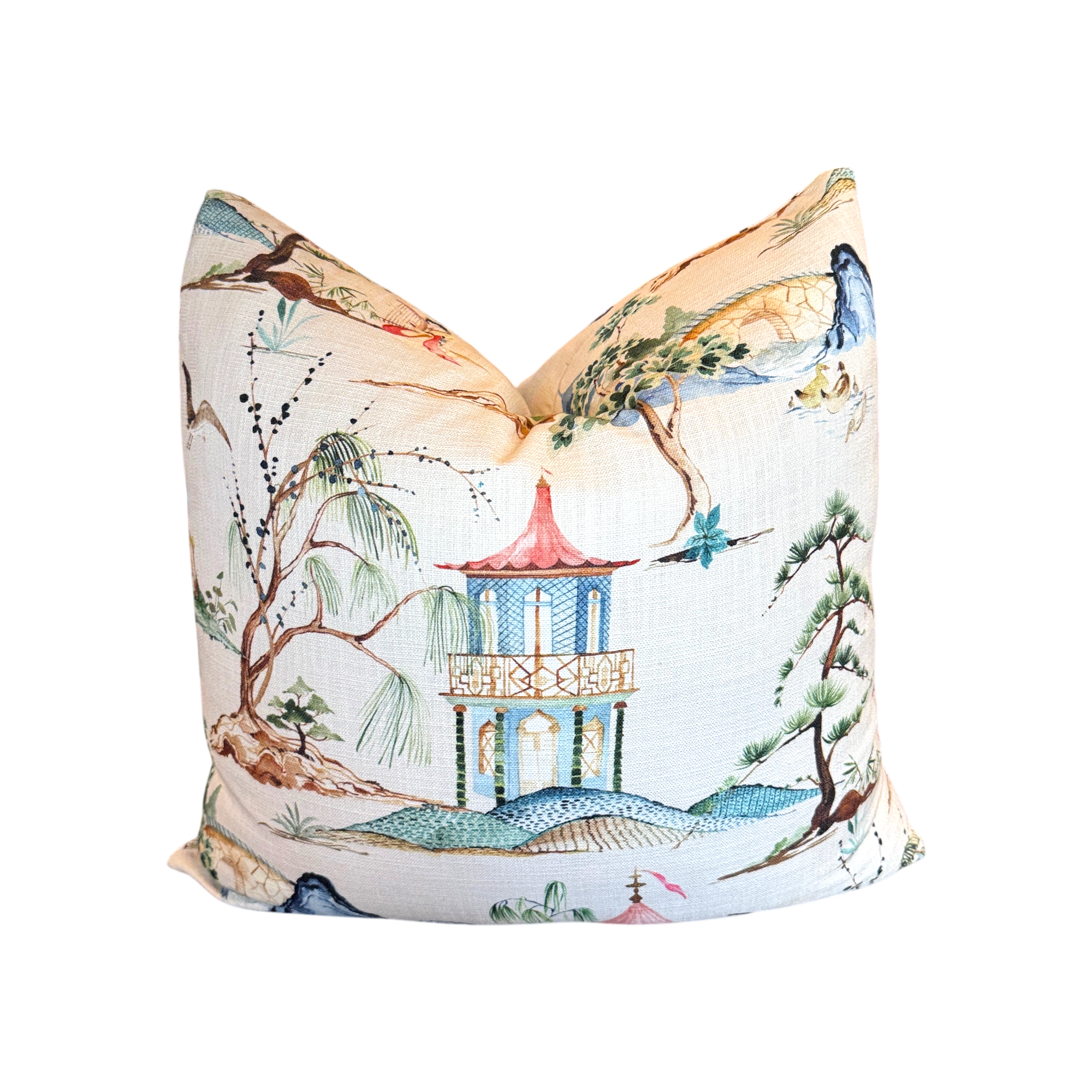 Okayama Flax Chinoiserie Pillow