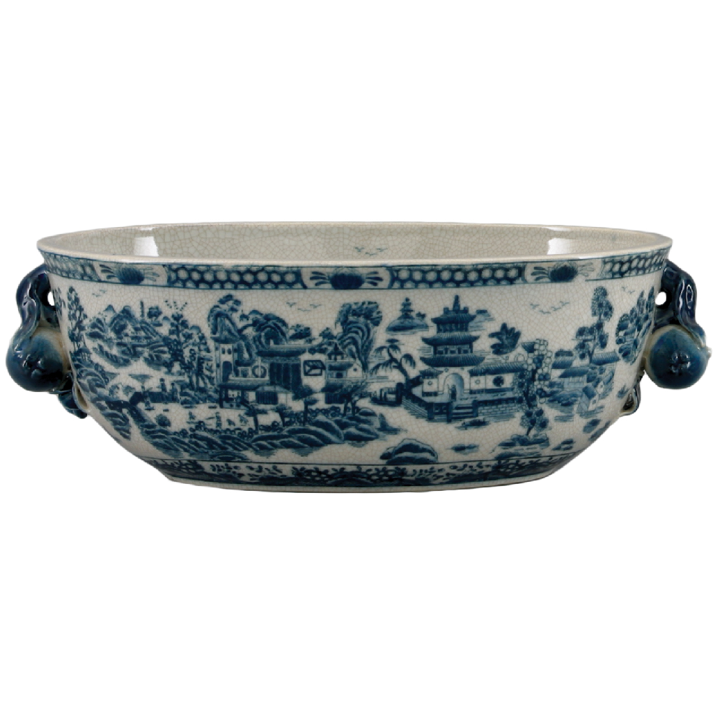 Classic Porcelain - BLUE AND WHITE OVAL BASIN