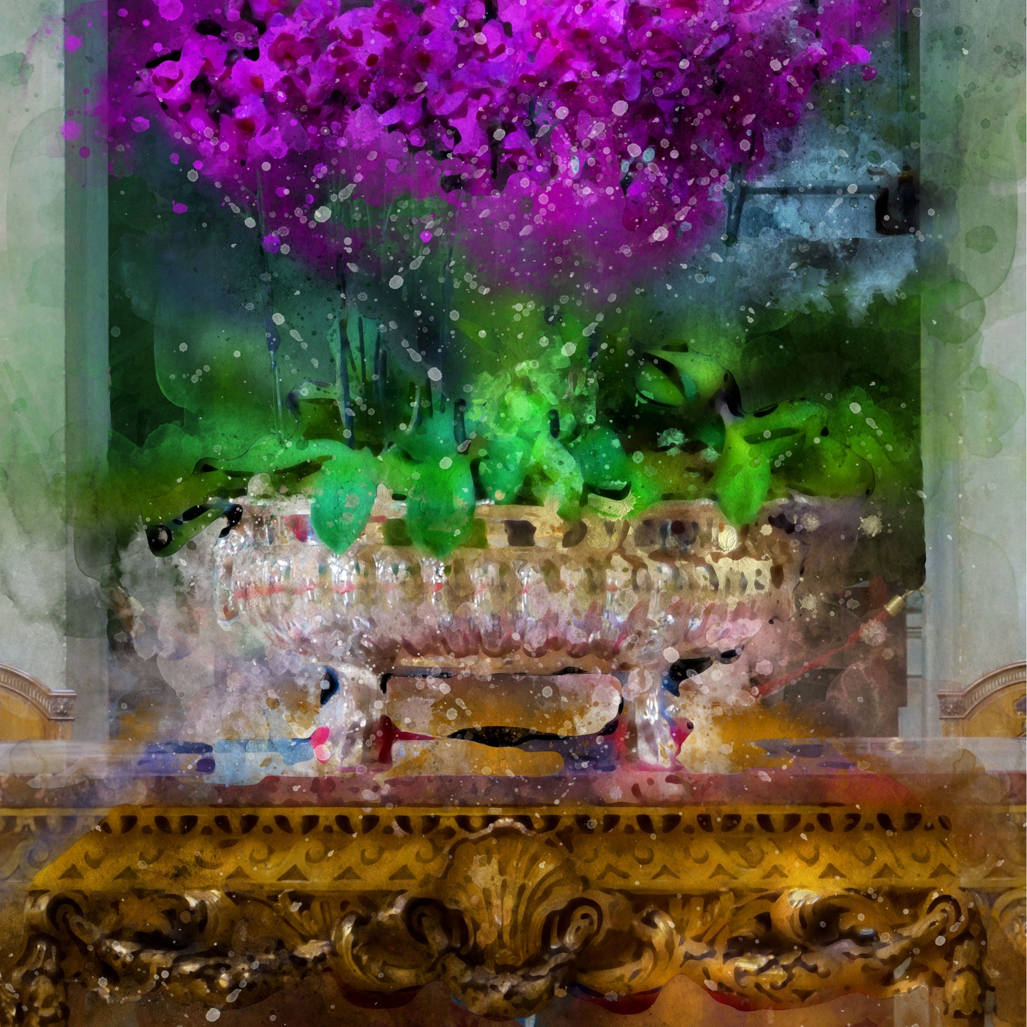 Blenheim Orchids in Silver Compote
