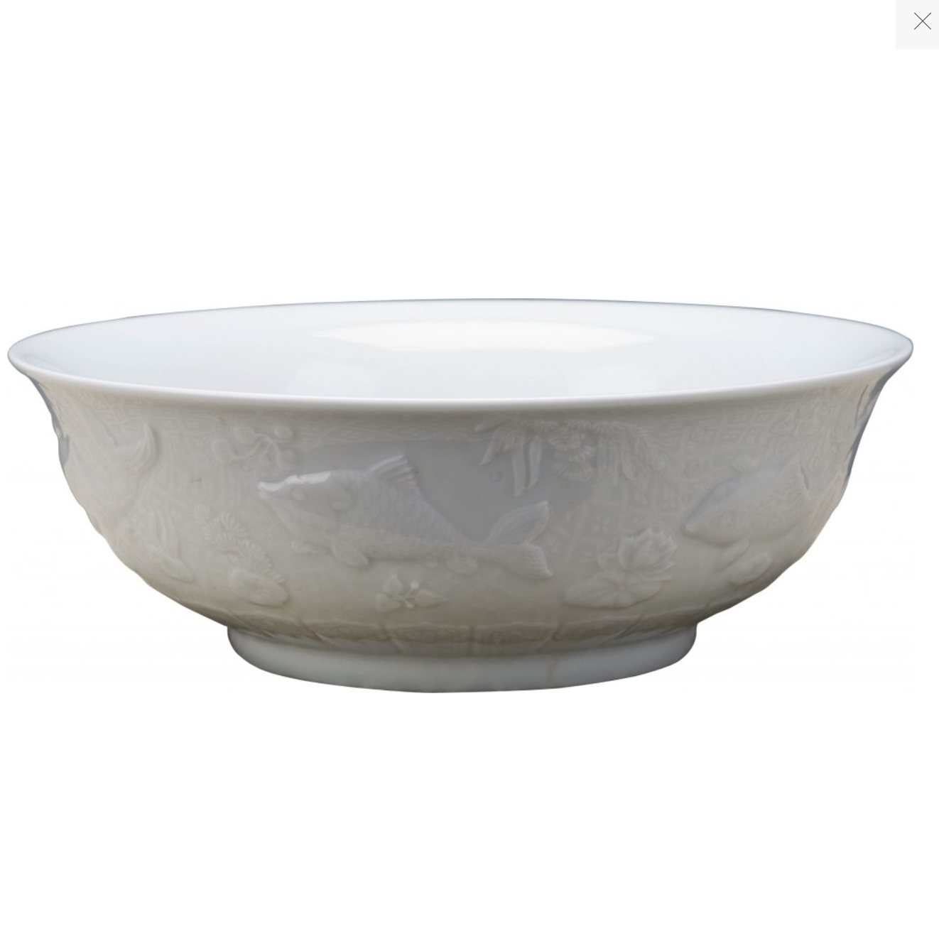 Classic Porcelain - WHITE Celedon Bowl With Fish